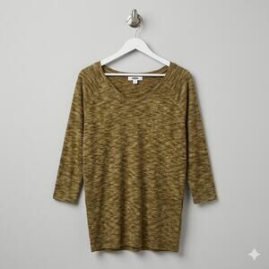 LOFT Space Dye Dolman Sleeve Sweater Wool Blend 3/4 Sleeve Size M